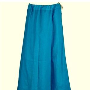 Women Cotton Petticoat Skirt Underskirt Midi Basic A-line Saree Skirt Turquoise